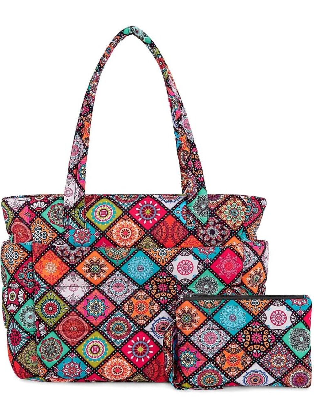 Women's Colourfull Travel lightweight Puffy Tote Handbag Quilted Shoulder Bag